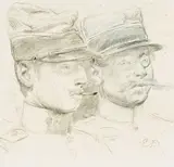 Édouard Detaille, Two Soldiers, pencil and colored pencil on paper