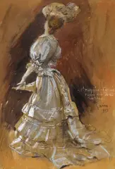 Jules-Alexandre Grün, Mme. Margaine-Lacroix d'apres une de ses creations, 1905, charcoal and gouache on paper