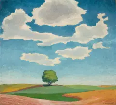 Gustav Wunderwald, Sommerlandschaft, 1920, Öl auf Leinwand