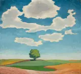 Gustav Wunderwald, Sommerlandschaft, 1920, Öl auf Leinwand