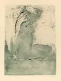 Emil Nolde, Kniendes Mädchen, 1907, Radierung und Tonätzung in Grünschwarz auf festem Papier