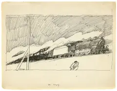 Der Eilzug by Lyonel Feininger, 1908, Tuschfeder über Kohle auf Ingres-Bütten, sold Dec 2017