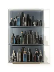 Pavlos Dionyssopoulos, Bar Sobre, 1973, Plakatpapierstreifen und Holz, unter Acrylglas