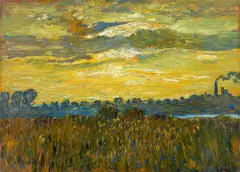 August Deusser, Industrielandschaft, Um 1904, Öl auf Leinwand
