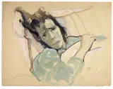 Max Kaus, Die Kranke, 1943, Aquarell und Bleistift auf Velin