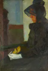Hessisches Bauernmädchen in Kirchentracht by Conrad Felixmüller, 1913, Öl auf Leinwand, sold Jun 2018