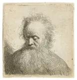 Bärtiger Greis, seitwärts niederblickend by Rembrandt Harmensz van Rijn, 1631, Radierung auf Bütten, sold Oct 2018