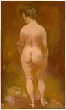 George Grosz, Standing female nude, Cape Cod, 1941, Öl auf Leinwand