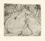 Ernst Ludwig Kirchner, Kompliment der abtretenden Artistin, 1913, Kaltnadel auf Velin