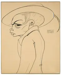 Marcus Behmer, Männliche Kokotte, Um 1905, Tuschfeder und Deckweiß über Bleistift auf Velin (Prägestempel: Papeterie de Renage (Isère))