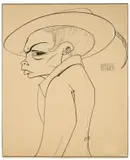 Marcus Behmer, Männliche Kokotte, Um 1905, Tuschfeder und Deckweiß über Bleistift auf Velin