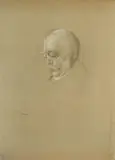 Franz von Lenbach, Bismarck“ (Kopfstudie nach links). Nach 1890, Bleistift und Kreide auf Pappe