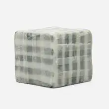Stuart Arends, Wax cube w/black and white stripes, 1992, oil, wax, wood