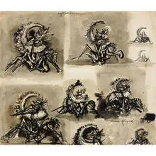 Cactus Forms by Theodore Roszak, c. 1953, ink and ink wash on paper, sold Sep 2009