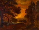 William Keith, Forest interior, oil on canvas