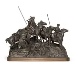 Yevgeni Lanceray, Cossacks Crossing the Balkans, bronze with dark brown patina