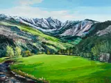 Mark King, A cabin in a mountainous landscape
