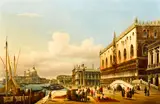 Carlo Grubacs, Venice, A view of the Pallazzo Ducale from the Riva degli Schiavoni, oil on canvas