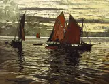 Amédée-Julien Marcel-Clément, Au Mouillage, oil on panel