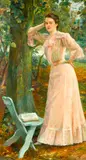 Georges, The lady in pink, oil on canvas