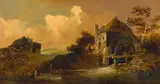 A landscape with a water mill by English School, oil on panel, offered May 2022
