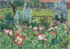 Garten mit Mohn by Arnold Balwé, Um 1940, Öl auf Leinwand, sold Jun 2023