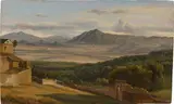 Blick in die Campagna by Johann Martin von Rohden, Öl auf Papier auf Holz, sold Jun 2023