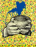 Sigmar Polke, S.H. – oder wann zählen die Punkte, 2002, Farbserigrafie auf Stoff