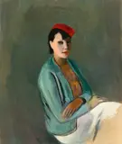 Rudolf Levy, Frau mit roter Kappe, Um 1935, Öl auf Leinwand