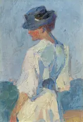 Otto Ubbelohde, Studie zum Gemälde „Frau in Weiß“ (Else Ubbelohde), 1903, Öl auf Leinwand auf Hartfaser