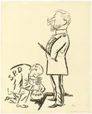 S.P.D. Gebt dem Kaiser was des Kaisers ist by George Grosz, Um 1923, Tuschpinsel, Rohrfeder und Feder in Tusche auf Papier, sold May 2019