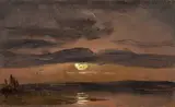Johan Christian Clausen Dahl, Mondschein über der Elbe („The Elbe by Moonlight“). 1856 (?)