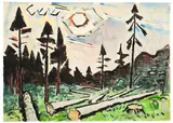 Abholzstelle by Karl Schmidt-Rottluff, 1964, Aquarell und Tuschpinsel auf Schoellershammer-Papier, sold Jun 2015