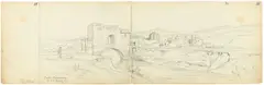 Friedrich Preller d. Ä., Skizzenbuch aus Olevano und Rom, 1860, Mauvefarbener Orig.- Leinenband mit Bleistiftzeichnungen auf 37 (von 42) Blatt Papier