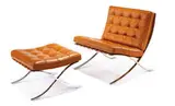 Ludwig Mies van der Rohe, Pair of Barcelona chairs & one ottoman