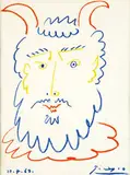 Tete de Satyr (Head of a Satyr) by Pablo Picasso, 1960, Colored crayon on paper, sold Oct 2010
