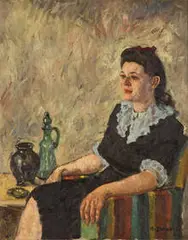 Aaron Douglas, Untitled (Light-Skinned Domestic), 1942, Oil on Masonite