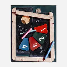 Gary Erbe, Black Board, tempera on board