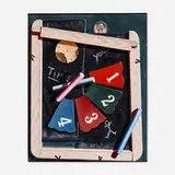 Gary Erbe, Black Board, tempera on board