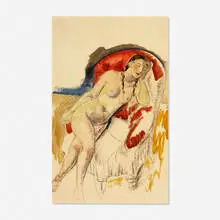 Leon Kroll, Seated Female Figure, mixed media on paper