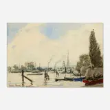 Frank Myers Boggs, The Bassin at Rouen, c. 1900, watercolor and charcoal on paper