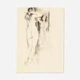 Philip Leslie Hale, Nude in Front of a Mirror, ink and pencil on paper