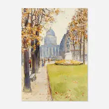 Florence Robinson, Pantheon Paris, watercolor on paper