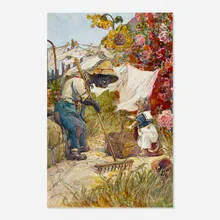 Frederic L. (Eric) Pape, Proudly Little Teddy Ran to Sooty Sam, 1929, mixed media on paper