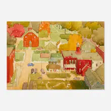 Glen Mitchell, Small Town Fauve, c. 1930, watercolor and graphite on paper