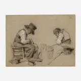 Constant Troyon, Two Men at Work, charcoal on paper