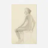 Frank Duveneck, Side View, Seated Nude