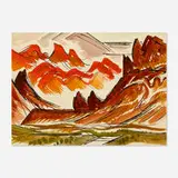 Glen Mitchell, Orange Colors and Sharp Forms, watercolor on paper