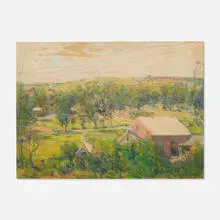Arthur Clifton Goodwin, Landscape with Houses and Fields, pastel on paper