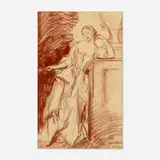 Albert Edward Sterner, Lady in a Park, 1912, conte on paper